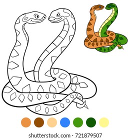 Color me: viper. Two cute vipers stand and smile.