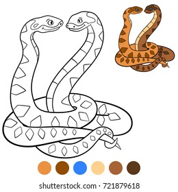Color me: viper. Two cute vipers stand and smile.