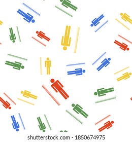 Icono de cuerpo de altura de medición de color aislado patrón transparente en fondo blanco. Vector.