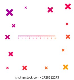 Color Measuring scale, markup for rulers icon isolated on white background. Size indicators. Different unit distances. Gradient random dynamic shapes. Vector Illustration