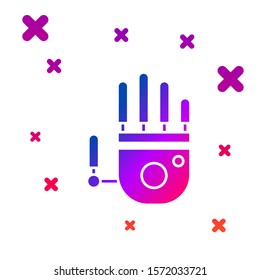Color Mechanical robot hand icon isolated on white background. Robotic arm symbol. Technological concept. Gradient random dynamic shapes. Vector Illustration