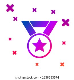 Color Medal icon isolated on white background. Winner symbol. Gradient random dynamic shapes. Vector Illustration