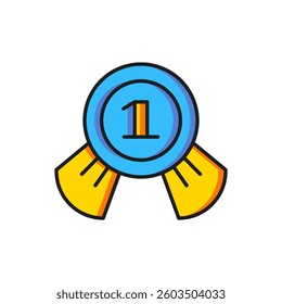 Color Medal icon isolated on white background. Winner symbol. Flat filled outline style with shadow. Vector