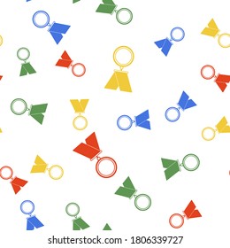 Color Medal icon isolated seamless pattern on white background. Winner symbol. Vector.