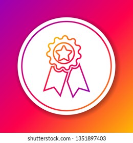 Color Medal with star line icon isolated on color background. Winner achievement sign. Award medal. Circle white button. Vector Illustration