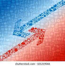 Color media arrows in diagonal direction