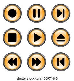 Color media buttons. Vector illustration