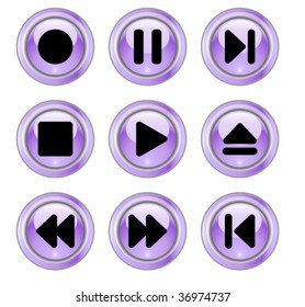 Color media buttons. Vector illustration