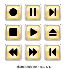 Color media buttons. Vector illustration