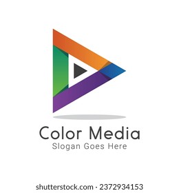 Color Media Play Button Logo Design