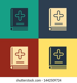 Color Medical book icon isolated on color background. Vintage style drawing. Vector Illustration Color Medical book icon isolated on color background. Vintage style drawing. Vector Illustration