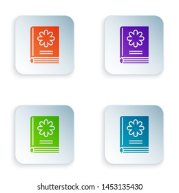 Color Medical book icon isolated on white background. Set icons in colorful square buttons. Vector Illustration