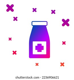 Color Medicine bottle and pills icon isolated on white background. Bottle pill sign. Pharmacy design. Gradient random dynamic shapes. Vector