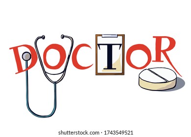 Color medicine composition. Vector illustration