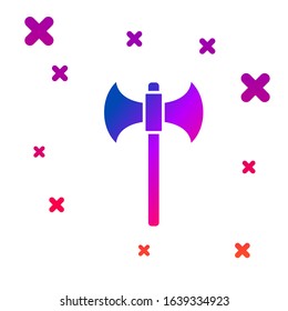 Color Medieval axe icon isolated on white background. Battle axe, executioner axe. Gradient random dynamic shapes. Vector Illustration