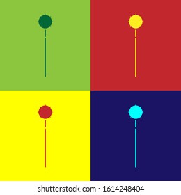 Color Medieval chained mace ball icon isolated on color background. Medieval weapon.  Vector Illustration