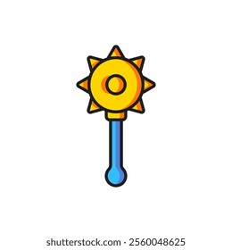 Color Medieval chained mace ball icon isolated on white background. Medieval weapon. Flat filled outline style with shadow. Vector