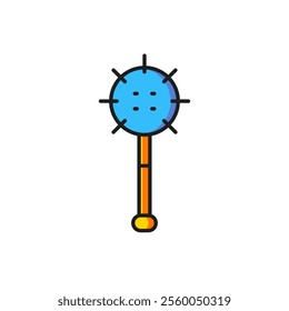 Color Medieval chained mace ball icon isolated on white background. Medieval weapon. Flat filled outline style with shadow. Vector