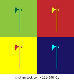 Color Medieval halberd icon isolated on color background. Medieval weapon.  Vector Illustration