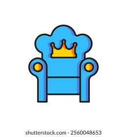 Color Medieval throne icon isolated on white background. Flat filled outline style with shadow. Vector