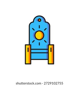 Icono de trono medieval aislado sobre fondo blanco. Estilo de contorno relleno plano con sombra. Vector