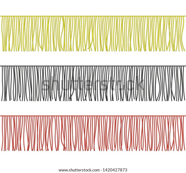 カラー 中 のフリンジトリム縁取り Fringe Trim Borders ファッションガーメントコンポーネントのシームレスな装飾行エレメントを設定します 縁取りのベクターイラスト のベクター画像素材 ロイヤリティフリー