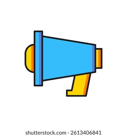 Color Megaphone icon isolated on white background. Speaker sign. Flat filled outline style with shadow. Vector