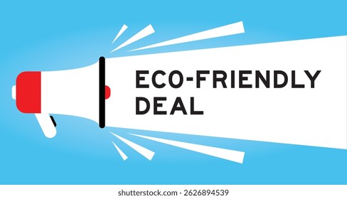 Color megaphone icon with word eco friendly deal in white banner on blue background