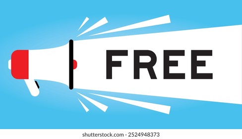 Color megaphone icon with word free in white banner on blue background