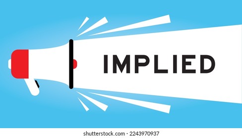 Color megaphone icon with word implied in white banner on blue background