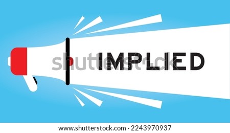 Color megaphone icon with word implied in white banner on blue background