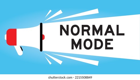 Color Megaphone Icon With Word Normal Mode In White Banner On Blue Background