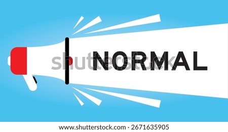 Color megaphone icon with word normal in white banner on blue background