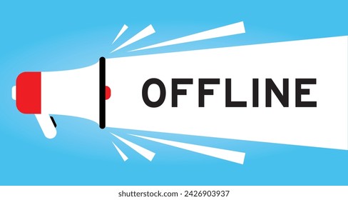 Color megaphone icon with word offline in white banner on blue background