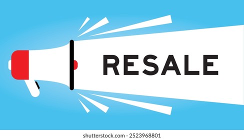 Color megaphone icon with word resale in white banner on blue background