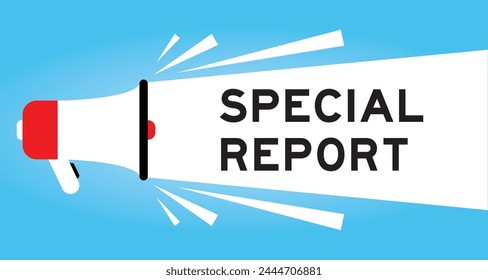 Color megaphone icon with word special report in white banner on blue background