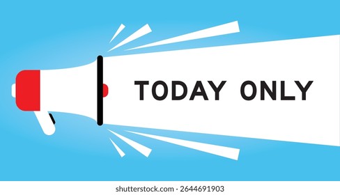 Color megaphone icon with word today only in white banner on blue background