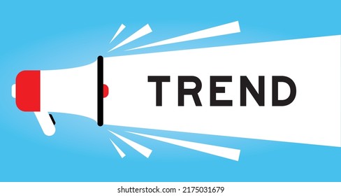 Color megaphone icon with word trend in white banner on blue background