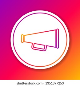 Color Megaphone line icon isolated on color background. Circle white button. Vector Illustration