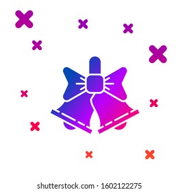 Color Merry Christmas ringing bell icon isolated on white background. Alarm symbol, service bell, handbell sign, notification. Gradient random dynamic shapes. Vector Illustration