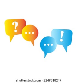 Ausruf von Farbnachrichten Lösungskonzept. Faq Konzept. Vektorgrafik.
