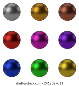 Color metal ball set isolated on white background