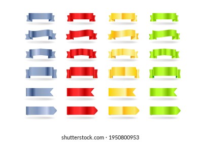 Color metallic banners set. Vector elements clipart isolated on transparent background