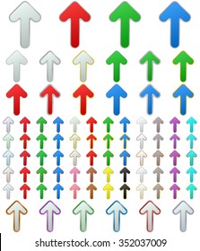 Color metallic rounded arrow shape button set