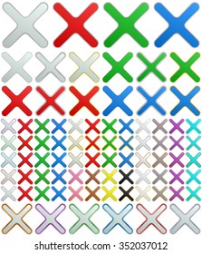 Color metallic rounded cancel sign button set