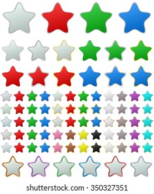 Color metallic rounded star shape button set