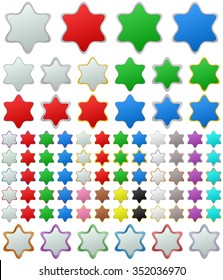Color metallic rounded star shape button set