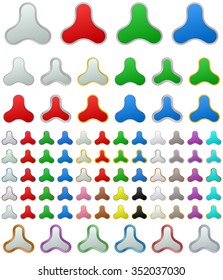 Color metallic rounded triangle shape button set
