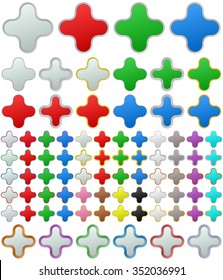 Color metallic rounded zoom in button set