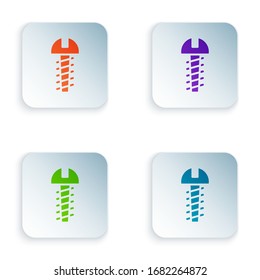 Color Metallic screw icon isolated on white background. Set colorful icons in square buttons. Vector Illustration